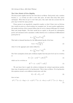 MA Advanced Macro, 2016 (Karl Whelan) 1 The Calvo Model of