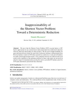 Inapproximability of the Shortest Vector Problem