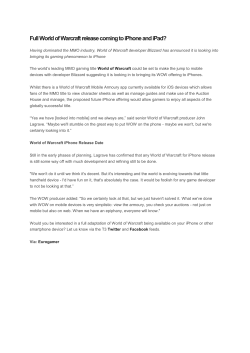 Full World of Warcraft release coming to iPhone and