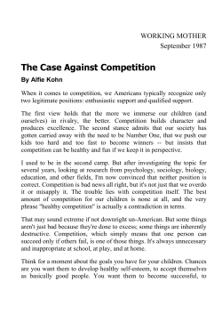 The Case Against Competition By Alfie Kohn