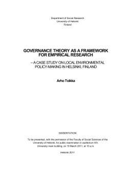 Governance theory as a framework for empirical research