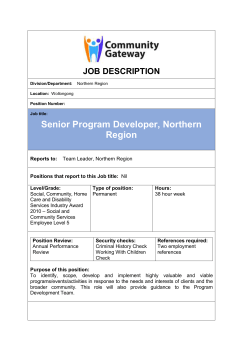 JOB DESCRIPTION Division/Department: Northern Region Location