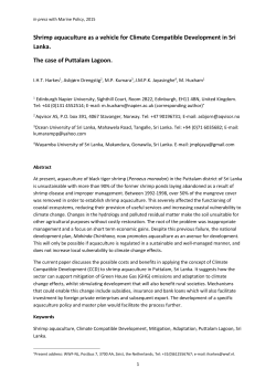 Shrimp aquaculture as a vehicle for Climate Compatible