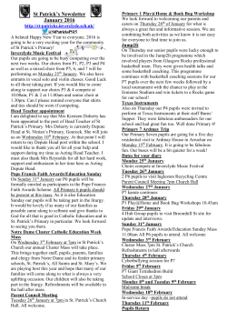 St Patrick*s Newsletter - St Patrick`s Primary School