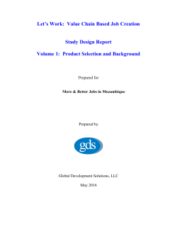 Let`s Work: Value Chain Based Job Creation Study Design Report