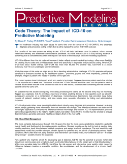 Code Theory: The Impact of ICD-10 on Predictive Modeling