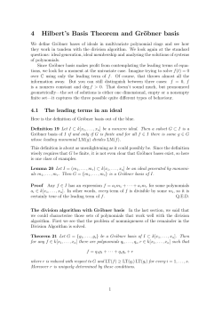4 Hilbert`s Basis Theorem and Gröbner basis