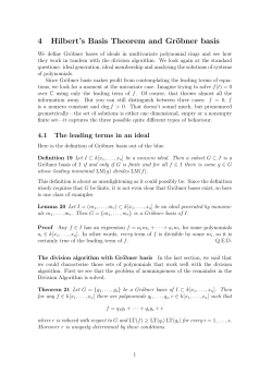 4 Hilbert`s Basis Theorem and Gr&ouml;bner basis