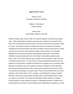 Against Game Theory - USC Institute for Creative Technologies