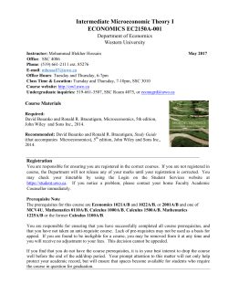 Intermediate Microeconomic Theory I ECONOMICS EC2150A-001