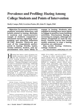 Prevalence and Profiling: Hazing Among College Students and