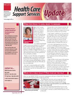 Health Care Support Services Update