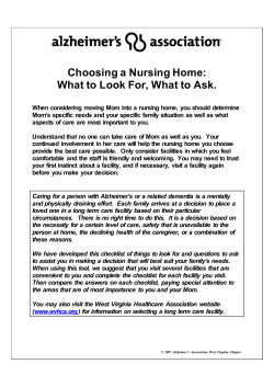 Choosing a Nursing Home - Alzheimer`s Association