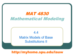MAT 4830 Mathematical Modeling