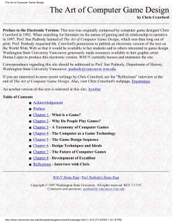 The Art of Computer Game Design