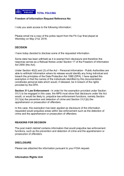 Police report from the FA Cup final played at Wembley