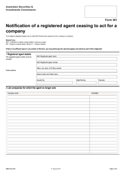 Notification of a registered agent ceasing to act for a company