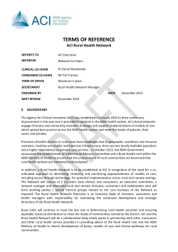 Terms of Reference - ACI Rural Health Network - Draft