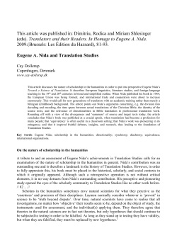 eugene nida and translation studies - Cay