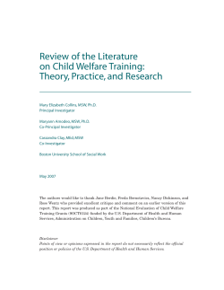 Review of the Literature on Child Welfare Training: Theory, Practice