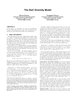 The DisC Diversity Model - uoi department of computer science