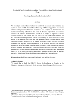 Territorial Tax System Reform and the Financial Behavior of