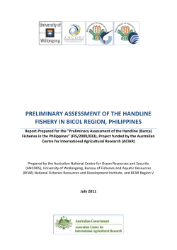 preliminary assessment of the handline fishery in bicol
