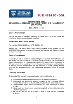 1 Course Outline 2017 FINANCE 361: MODERN