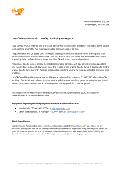 Hugo Games partners with Lima Sky developing a new game