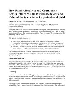 How Family, Business and Community Logics Influence Family Firm