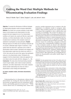 Getting the Word Out: Multiple Methods for Disseminating Evaluation