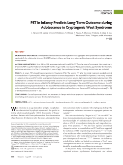 PET in Infancy Predicts Long-Term Outcome during Adolescence in