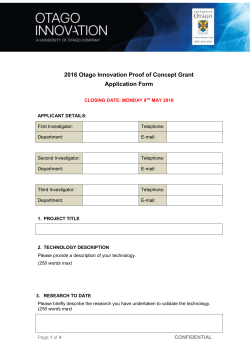 2016 Otago Innovation Proof of Concept Grant Application Form