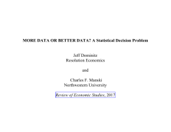 A Statistical Decision Problem Jeff Dominitz Resolution Economics