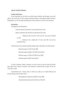 pH and Acid–Base Indicators Problem and Purpose: In this