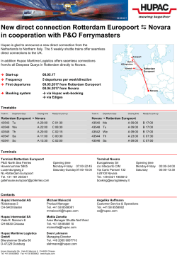 New direct connection Rotterdam Europoort Novara in cooperation
