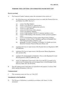 FCA 2017/32: Periodic Fees (2017/2018)