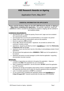 Application FORM for Resarch Call