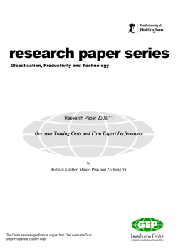 Investment Liberalisation and Export Markets