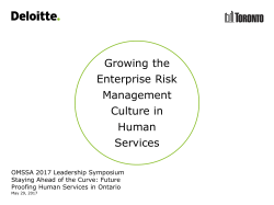 Growing the Risk Management Culture in Human Services
