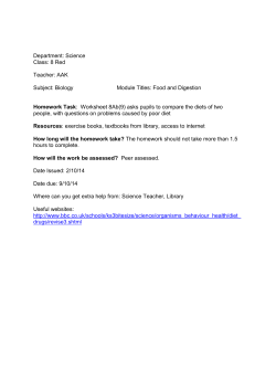 Food and activity 8Ab(9) - Kettering Science Academy