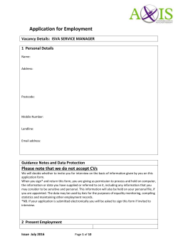 Application for Employment Vacancy Details: ISVA SERVICE