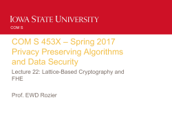 Lecture 22 - Knapsack/Lattice - Trustworthy Data Engineering