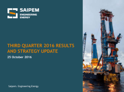 third quarter 2016 results and strategy update