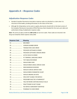 Appendix a: PharmaNet Response Codes