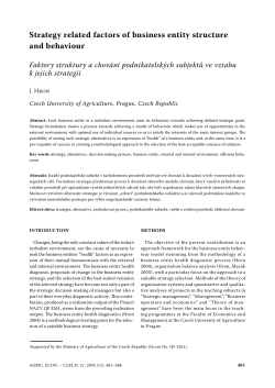 Strategy related factors of business entity structure and behaviour
