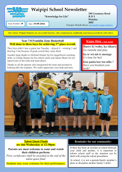 Newsletter 30: Monday 19th September