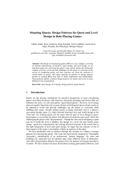 Design Patterns for Quest and Level Design in Role