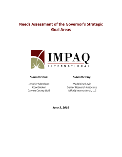 Needs Assessment of the Governor`s Strategic Goal Areas