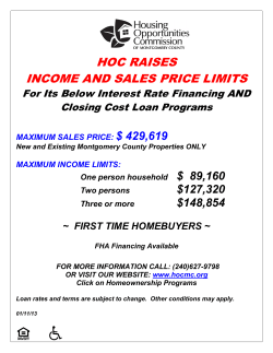 HOC RAISES INCOME AND SALES PRICE LIMITS